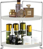 2-Tier Corner Bathroom Sink Countertop Organizer-Vanity Tray Cosmetic & Makeup Storage-Kitchen Spice Rack Standing Shelf,Perfect Storage Shelf for Bathroom,Bedroom,Kitchen,Vanity,Silver