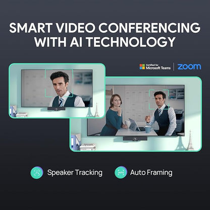 Yealink Video Conference Camera, 4K Webcam, 120° Ai Auto Framing, 8 Microphone Arrays & Speaker Tracking, Ai Noise Cancellation Teams Certified, Meetingbar A10 All-in-one Conference Room Camera System