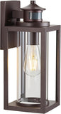 MICSIU Bronze Motion Sensor Outdoor Wall Light, Waterproof Dusk to Dawn Exterior Light Fixture with Clear Glass, 13 Inch Outside Light Fixture for House, Front Porch, Garage, Walkway