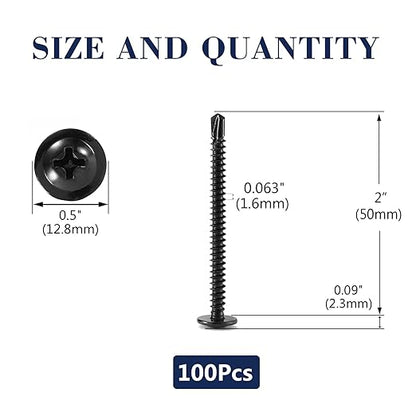 #10 x 2 Sheet Metal Screws 100Pcs 410 Stainless Steel Truss Head Fast Self Tapping Screws Black Oxide by SG TZH
