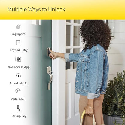 Yale Assure Lock 2 Touch Deadbolt, Black Suede Key-Free Smart Entry Door Lock with Bluetooth Connected Keypad and Fingerprint Scanner for Code Entry (No Wi-Fi), YRD430-F-BLE-BSP
