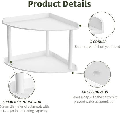 Sezanrpt 2 Tier Acrylic Corner Shelf Organizer Storage 9.5x9.5x8 Inch, White Countertop Corner Shelf for Bathroom, Kitchen, Bedroom, Office, Study Room