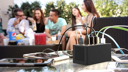 Sabrent 60 Watt (12 Amp) 10-Port [UL Certified] Family-Sized Desktop USB Rapid Charger. Smart USB Ports with Auto Detect Technology [Black] (AX-TPCS)