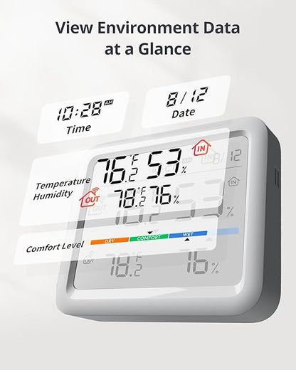 SwitchBot Meter Pro, Digital Hygrometer & Thermometer - Wireless Indoor Temperature & Humidity Monitor with Bluetooth App Control, Real-Time Alert