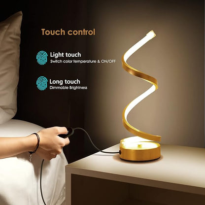 NUÜR Table Lamps for Living Room Set of 2, Gold Dimmable LED Lamp, Small Bedside Lamps, Nightstand Lamp for Bedroom Home Office Living Room