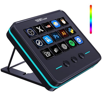 VSDINSIDE Macro Keypad, Stream Controller Deck Gaming Streaming Shortcut Keyboard, 18 Programmable Keys Customizable Visual AI Pad USB Soundboard for OBS, YouTube, Desk Office Setup, Laptop, PC, Mac