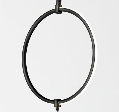 Brightech Nova Modern Floor Lamp Matches Living Room Décor - Contemporary Arc Tall Lamp with 3-Circle Ring-Style Pendant - Over The Couch Standing on Arching Pole - Eclectic- Black