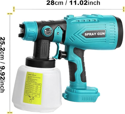 Paint Sprayer Compatible with Makita 18V Lithium Battery, Cordless Paint Sprayer HVLP Spray Gun with Copper Nozzle, 200W Power Easy to Clean for Home Interior,Exterior, Renovation(Tool Only)