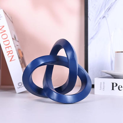 DOVDOV Blue Knot Decorative Sculpture, Blue Room Decor Aesthetics, Mobius Ring Statue for Bookshelf Living Room TV Cabinet Office Cabinet Coffee Table Above Decorative Accents
