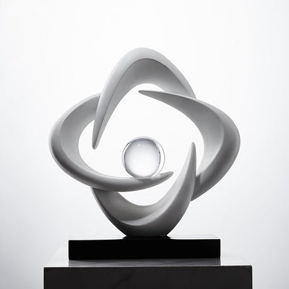 FJS Abstract Art Statues for Home Decor, White 4 Pointed Star Sculpture, 10.8" H Modern Coffee Table Bookshelf Decor Accents, Decorations for Living Room Dining Room Office Hotel (White)