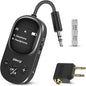 Giecy Airplane Bluetooth 5.3 Transmitter Receiver Adapter, Supports 2 AirPods or Headphones with aptX Low Latency, 3.5mm AUX Jack Wireless Audio Transmitter for Planes, Airline, Travel, TV (Black)