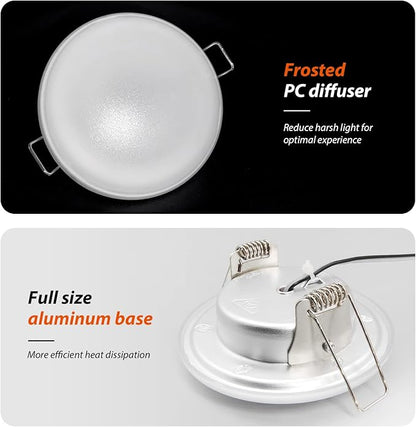 Dream lighting LED 12volt 4.5inch Recessed Mount Ceiling Light with Springs, Interior Down Light for RV Trailer Boat Cabin—Bright Warm White, 3500K, 350lm, Pack of 6