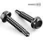 #14 x 1-1/4 Inch Self Drilling Screws, (117pcs) 2 lbs Black Self Tapping Screws for Metal, 410 Stainless Steel Hex Washer Head Sheet Metal Screw
