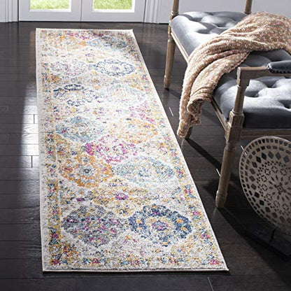 SAFAVIEH Madison Collection Runner Rug - 2'3" x 18', Cream & Multi, Boho Chic Distressed Design, Non-Shedding & Easy Care, Ideal for High Traffic Areas in Living Room, Bedroom (MAD611B) - color: Cream/Multi, size: 2'3" x 18' (Runner)