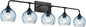 MELUCEE 5-Light Bathroom Light Fixtures 42 Inches, Matte Black Vanity Lights with Blue Striped Swirl Glass Shade, Mid-Century Modern Bathroom Vanity Light Over Mirror