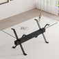 Glass Dining Table 71"｜Modern Dining Table for 6｜0.4" Thick Tempered Glass Top｜Matte Black Metal Legs｜Black Crossbar｜Easy Assembly｜Perfect for Dining Room or Kitchen