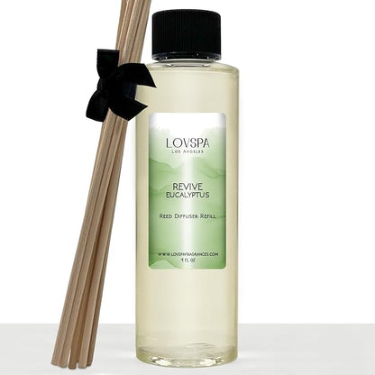 LOVSPA Revive Eucalyptus Diffuser Oil - Luxury Essential Oils for Diffuser Refill & Air Freshener Room Spray - Long-Lasting & Natural Home Fragrance, Scented Oil for Diffusers, USA Made, 4oz