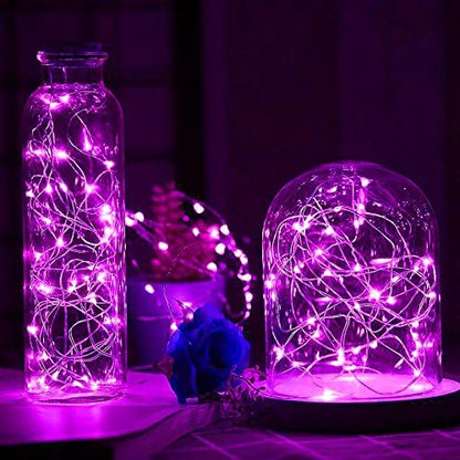 LIIDA [10-Pack] LED String Lights, 6.6FT LED Moon Lights 20 Led Micro Lights On Silver Copper Wire (Batteries Include) for DIY Wedding Centerpiece, Table Decoration, Party (Purple)