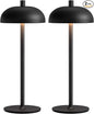Cordless LED 12" Small Table Lamps Set of 2, Modern Portable Desk Lamp, 3 Color Dimming Rechargeable Battery Lights for Bedroom, Outdoor, Restaurant, Bedside, Baby Night Light, Gifts (Black)