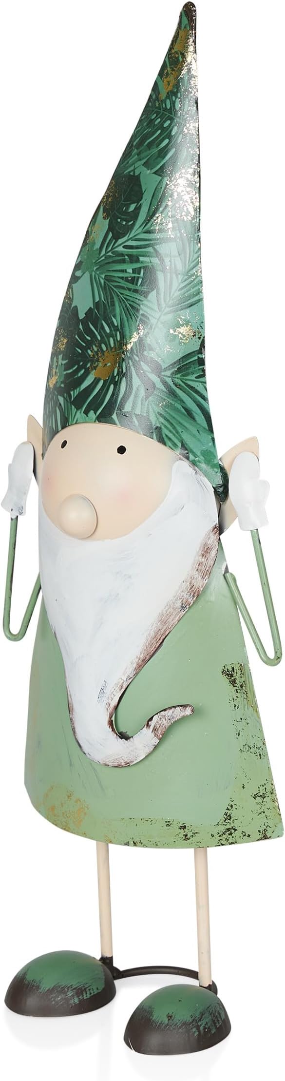 Alpine Corporation - 19" Tall Outdoor Garden Gnome Yard Decoration - Metal Statue with Hear No Evil Expression - Durable, Weatherproof Lawn Sculpture for Patio, Deck, Yard