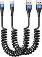 USB C Cable 3ft 2Pack Coiled USB A to USB C Charge Cord for Car, USB-C Charging Cable Compatible with iPhone 17/16/15/Plus/Pro/Pro Max/Samsung Galaxy S20 S10 S9 S8 Plus Note 10 and Other USB C Devices