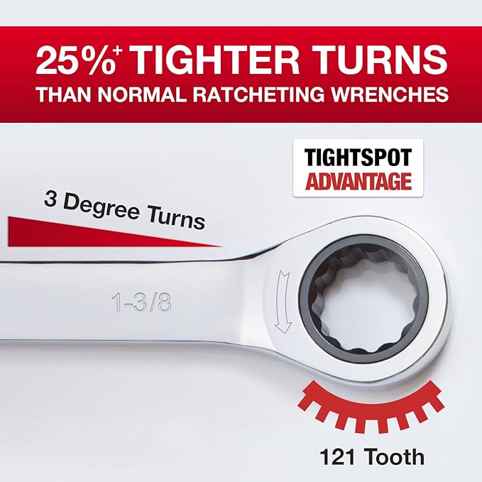 Jaeger 1-3/8 Inch Ratchet Wrench with 121-Tooth Ratcheting Precision and Hardened, Polished Steel for Projects with Tight Spaces