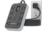 Power Strip Surge Protector- 5FT Flat Plug Extension Cord, 8 AC Outlet& 6 USB Ports(3 USB C), 1080 J Surge Protection, Desk Charging Station, Overload Switch, Home, Office, Gaming Room Essentials.