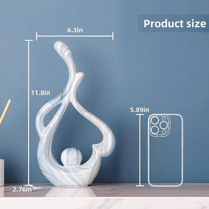 Blue Sculpture Home Decor, Dining Room Table Centerpiece, Ceramic Statue Table Decoration for Living Room, Abstract Sculpture Bookshelf tv Stand Entry Table Decor