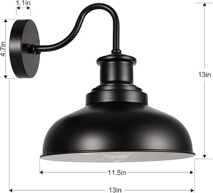 Outdoor Barn Lights Outdoor Wall Sconces Farmhouse Exterior Wall Mount Light Vintage Outside Wall Lighting Fixture Industrial Black White Lanterns for Porch, Entryway, Garage, 2 Pack