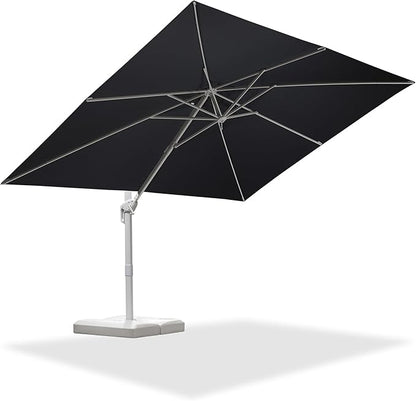 PURPLE LEAF 9' × 11.5' Patio Umbrella White Cantilever Umbrella Aluminum Square Outdoor Offset Umbrella Hanging Windproof with 360° Rotation for Garden Deck Pool, Grey