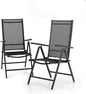 MFSTUDIO Patio Folding Chairs Set of 2, Outdoor Patio Dining Chairs, Portable Black Sling Patio Chairs, 7 Levels Adjustable Sling Back Chairs for Backyard Lawn Garden
