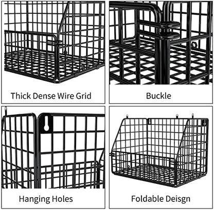 PUPPYCUTE Stackable Wire Storage Baskets for Kitchen Closet Pantry, Hanging Closet Organizers Storage Shelves Organization, Wall Mount Metal Basket Bins, Clothing Vegetable & Fruit Organizer 5 pcs