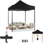 COBIZI 6.6x6.6 Heavy Duty Pop up Canopy Tent Without Sidewalls, Easy Set-up Commercial Outdoor Party Tent, 100% Waterproof Wedding Canopy Gazebo, 3 Height Adjustable with Carry Bag, Black