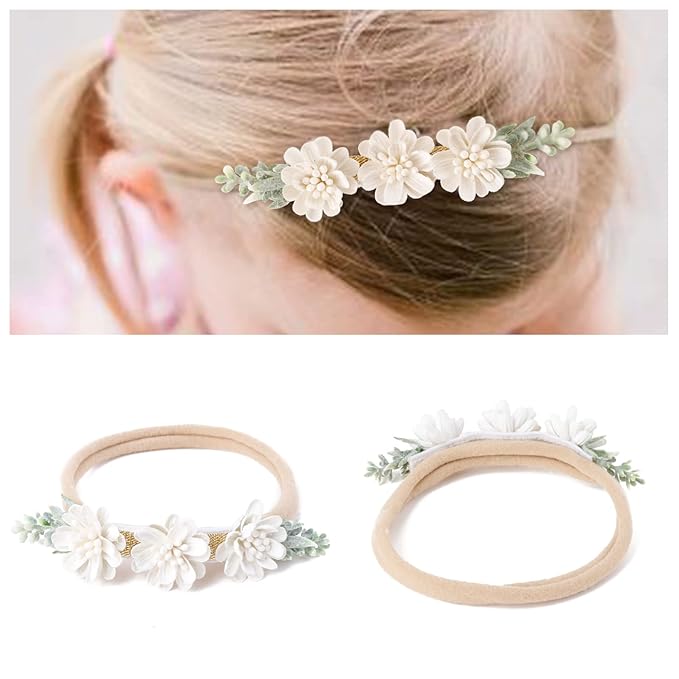 6pcs Baby Headbands Nweborn Flower Hair Bows for Girls-Infant Elastic Hair Band Bows Wraps Baby Headband Hair Accessories Gifts for Toddles