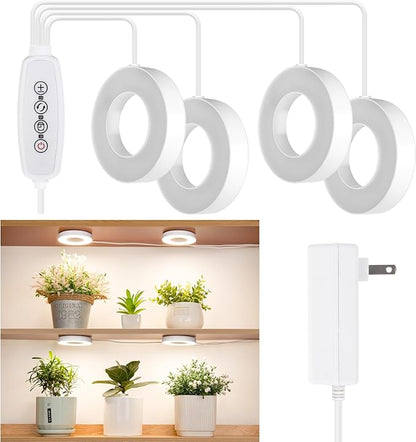 LORDEM Grow Light for Indoor Plants, 192 LEDs Ceiling Full Spectrum Plant Light, Quad Head Plant Lamp with 3/6/12H Auto Timer, 6 Brightness Levels, Individual Bulb Control, Corded