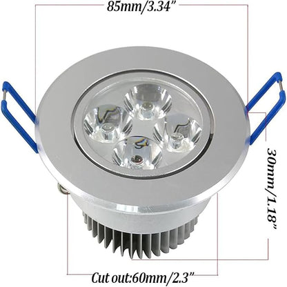 POCKETMAN 10 Pack, 110V 4W Dimmable LED Ceiling Light Downlight,Warm White Spotlight Lamp Recessed Lighting Fixture,with LED Driver