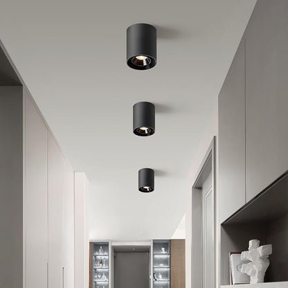 OKELI Black Modern LED Dimmable Ceiling Light Fixtures for Hallway Kitchen Entryway, 20W 1300LM 2700K-6000K Flush Mount Close to Ceiling Lighting, Cylinder Ceiling Lamps for Living Room 1pack