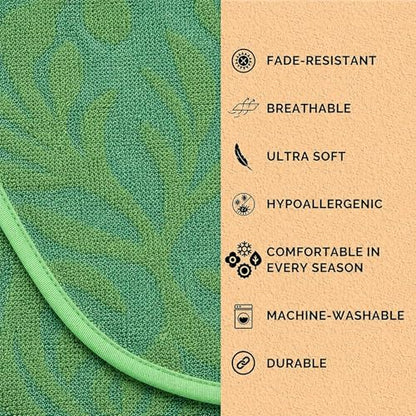 100% Cotton Throw Blanket for Couch Sofa or Bed All Season Terry Blankets & Throws, Lightweight & Breathable Cotton Blanket, Picnic Rug, Terry Bed Sheet (Green) - color: Green