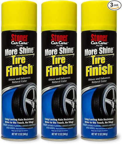 Stoner Car Care 91094-3PK More Shine Tire Finish – Tire Shine Spray for a Deep Matte Black Finish with Long-Lasting Rain-Resistant Protection, Non-Greasy No Sling – 12 oz (Pack of 3)