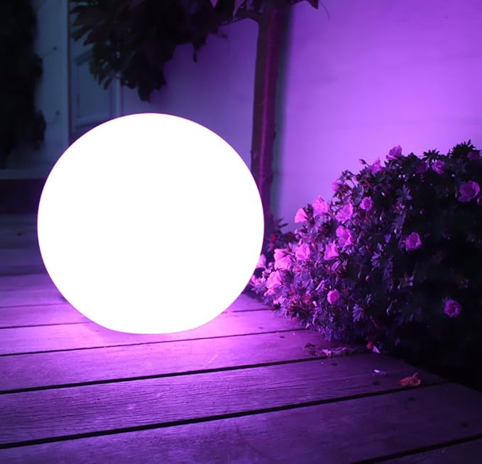 Mr.Go 16-inch Indoor/Outdoor Waterproof Rechargeable LED Glowing Ball Light Orb Globe Lamp w/Remote, 16 RGB Colors 4 Light Effects, Ideal Home Garden Pool Patio Party Ambient Decorative Lighting