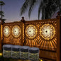 4 Pcs Solar Mandala Lights Outdoor: Metal Waterproof Solar Wall Lights with Decorative Projection Pattern - Solar Garden Lights for Fence Patio Deck Backyard Walkway Yard Decor