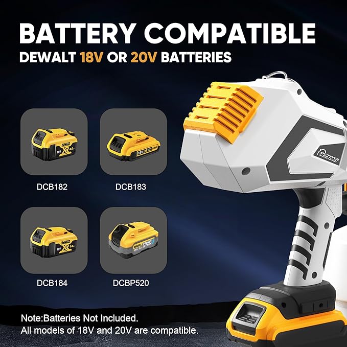 Cordless Paint Sprayer for Dewalt 20V MAX Battery, HVLP Spray Paint Gun with Brushless Motor and 1200ML Container,Electric Paint Gun for House Painting,Furniture,Fences (Battery Not Included)