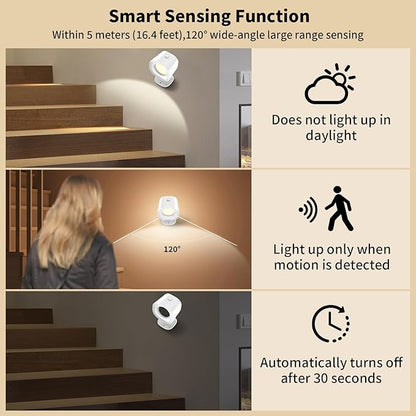Motion Sensor LED Wall Lights with Remote, Cordless LED Wall Mounted Sconces with RGB & Warm White Lighting, Rechargeable Indoor Wall Lamp for Bedroom Bedside Living Room Corridor Picture