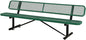 Global Industrial 8'L Heavy Duty Expanded Metal Mesh Bench with Backrest with Steel Frame, Portable Outdoor Bench, 1000 lbs Capacity, Green, 96" L x 24" W x 33" H