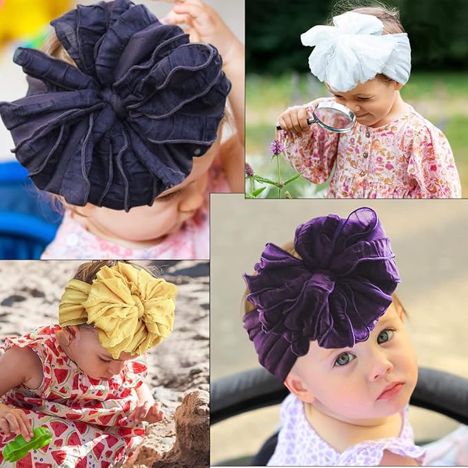 DANMY Baby Girl Elastic Headbands Newborn Toddler Hairbands Bows Children Soft Headwrap Hair Accessories