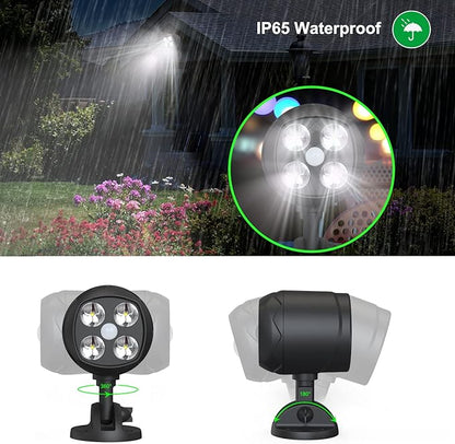 Motion Sensor Outdoor Lights, Battery Operated Outdoor Light, 600LM Motion Detector Lights for Outside, 6000K LED Security Light Battery Powered Spotlight for House Wall, Black(2 Pack)