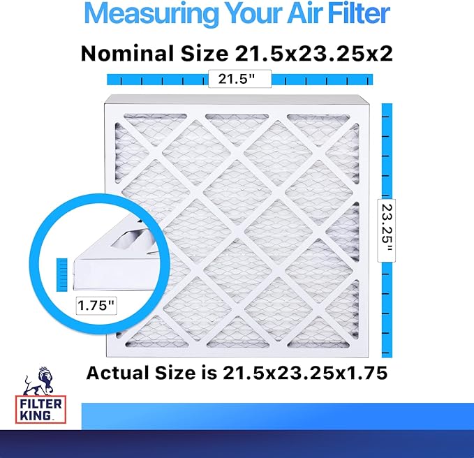 Filter King 21.5x23.25x2 Air Filter | 4-PACK | MERV 8 HVAC Pleated A/C Furnace Filters | MADE IN USA | Actual Size: 21.5 x 23.25 x 1.75"