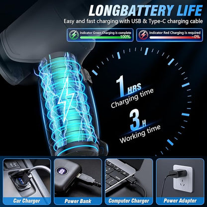 Handheld Car Vacuum Cleaner 12 Handheld Car Vacuum - 15000Pa Cordless Wet/Dry, 120W High Power with Complete Accessory Kit for Cars, Pet Hair, Home & Office Black