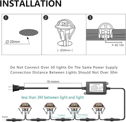 LED Deck Stair Lighting Kit, Low Voltage Patio Deck Lamp IP65 Φ1.38 Indoor Outdoor Wood RGB Multicolored Recessed Yard Garden Patio Step Landscape Pathway Decor Lights, Bronze(RGB, Pack of 6)
