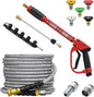 5000PSI Pressure Washer Gun and Hose Kit, 25FT Kink Resistant Steel Braided Power Washer Hose with 3/8" Swivel Quick Connector and M22 14mm Adapters Replacement/30" Extension Washer Wand